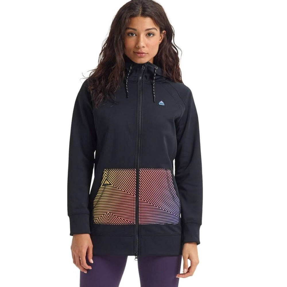 Burton Black Ski Hoodie with Gradient Geometric Panel